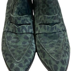 Leopard Print Ankle Boots. Pointed Toe Block Heel Boots with Green ! European